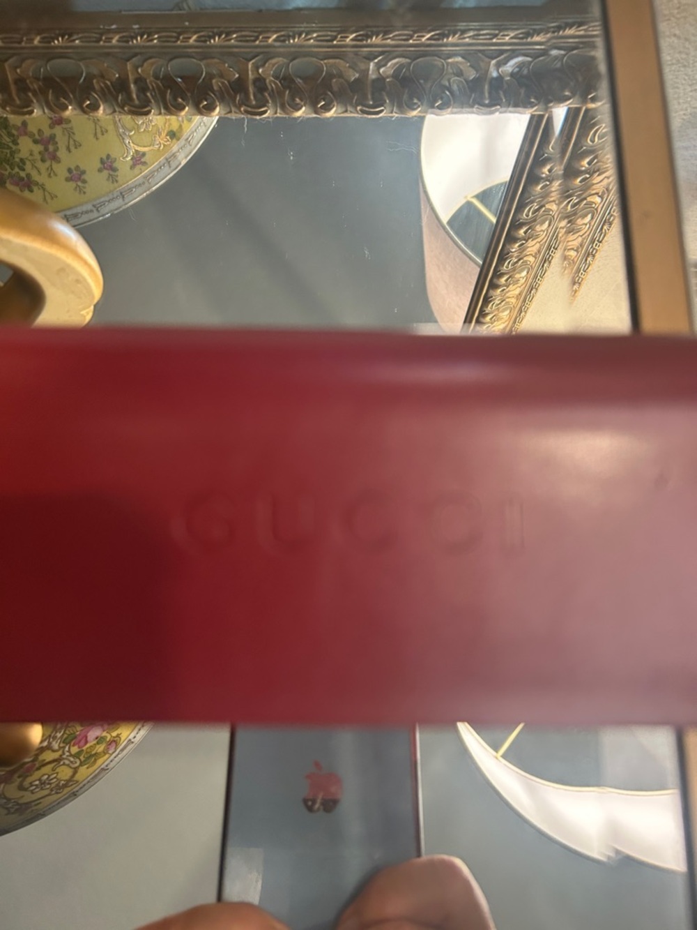 Gucci Red Embossed Leather Eyewear Case